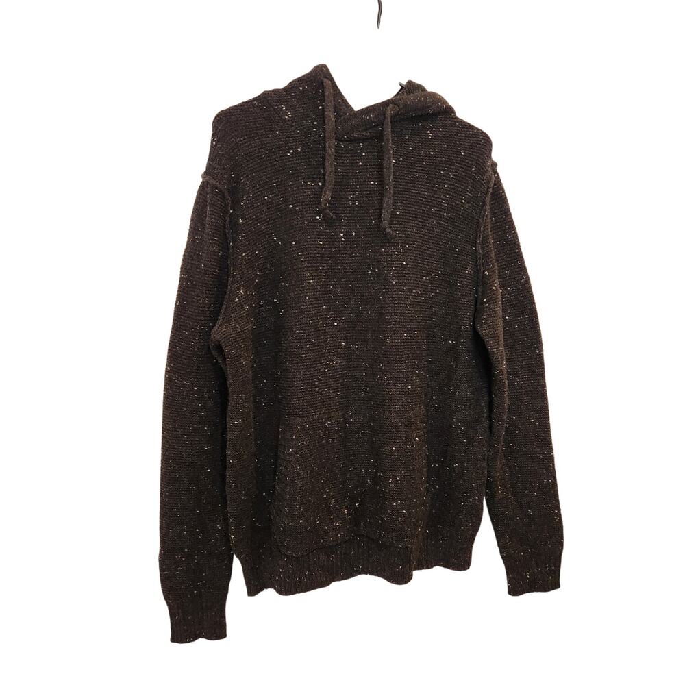 American Eagle Outfitters Hooded Pullover Knit Baja Sweater Speckled Brown Large